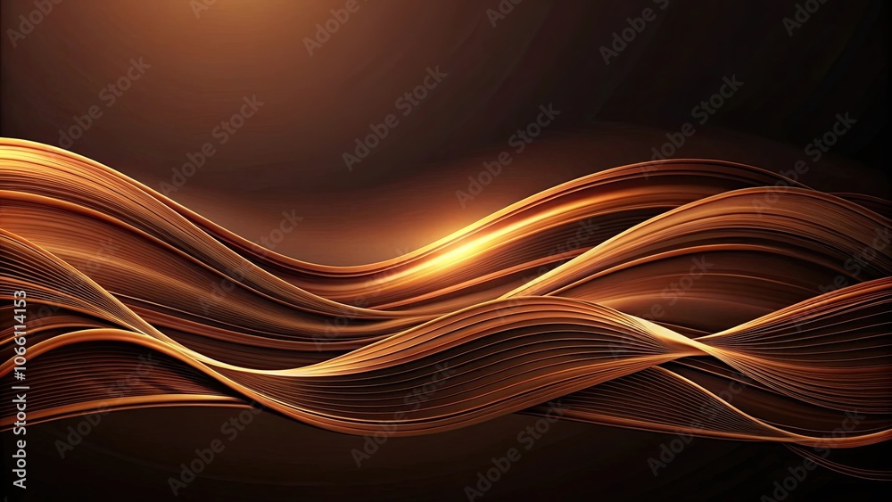 Fototapeta premium Abstract dark background with brown wavy lines, abstract, dark, background, brown, wavy, lines, texture, pattern, design