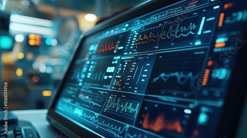 Wallpaper Mural Medical data analysis with vibrant charts, sleek interface, soft lighting, high-tech healthcare atmosphere Torontodigital.ca