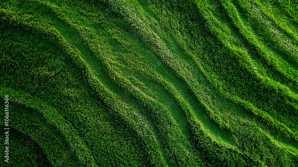 Fototapeta premium Lawn grass texture background, Top view from drone