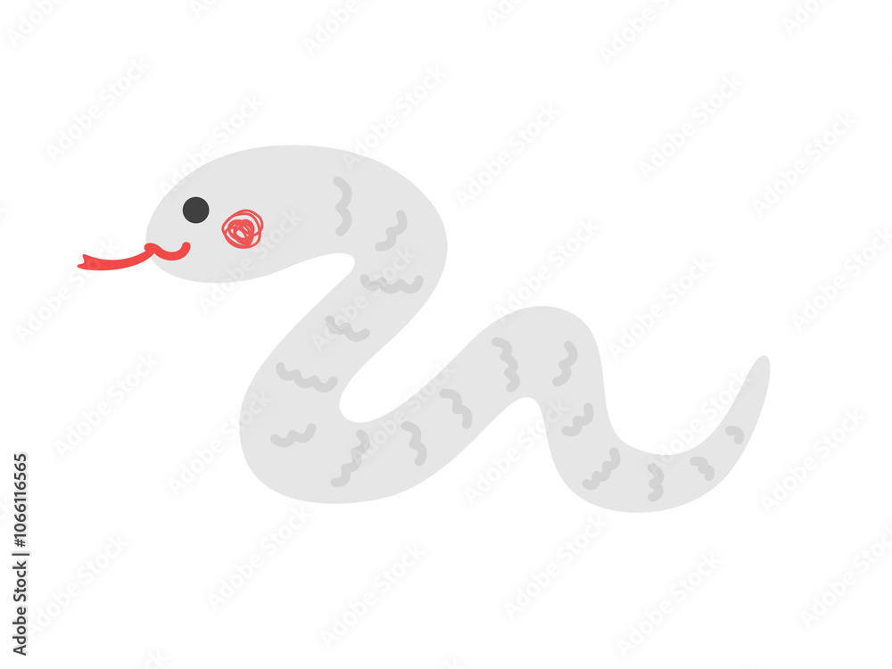 Fototapeta premium 横から見た、白蛇のイラスト