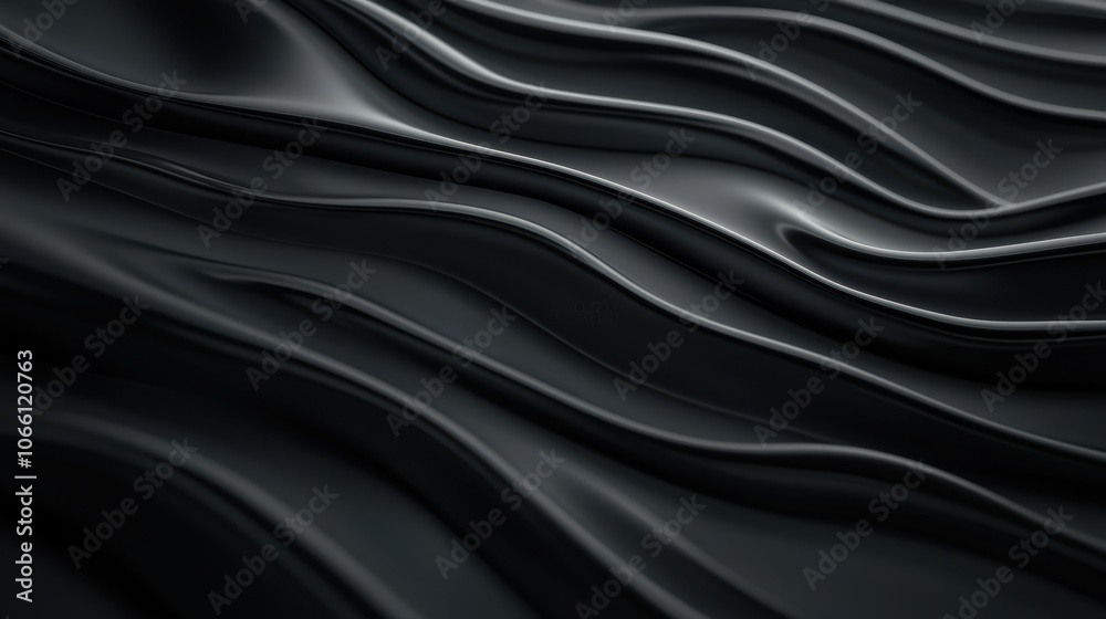 Obraz premium Abstract black waves creating a fluid texture