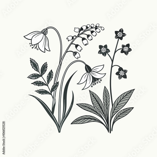 Creative Flower outline Set Design