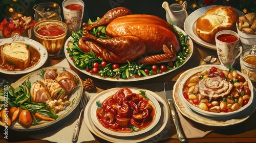 Wallpaper Mural Holiday meals offering a mix of savory and sweet options to satisfy every palate. Illustrations Torontodigital.ca