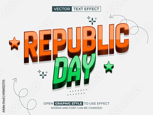 republic day editable text, font effect, 3d text for title