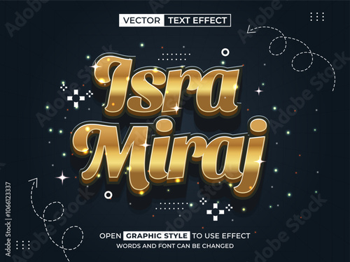 isra miraj editable text, font effect, 3d text for title