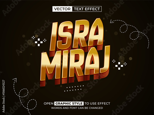 isra miraj editable text, font effect, 3d text for title