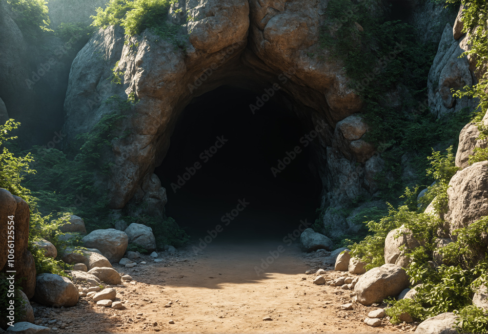 Obraz premium Mysterious cave in a forest. 
