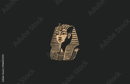 Ancient egyptian pharaoh engraving vintage design vector illustration