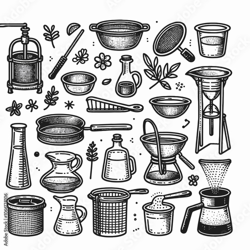 Sieve set doodle vector