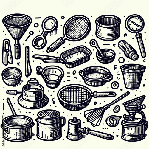 Sieve set doodle vector
