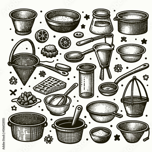 Sieve set doodle vector
