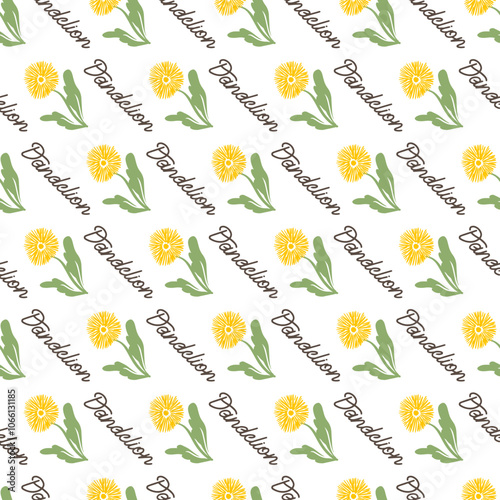 Fresh Nature Themed Yellow Dandelion Pattern Art. Perfect for nature-inspired designs and botanical-themed projects. Ideal for use in textiles, packaging, or digital artwork.