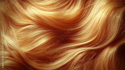 Close-up of wavy, golden blonde hair with soft, natural highlights.