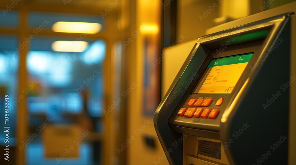 Close-up of an ATM Machine with a Digital Display and Buttons Close-up of an ATM Machine with a Digital Display and Buttons