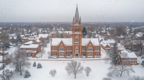 Snowy Winter Scene at a Church