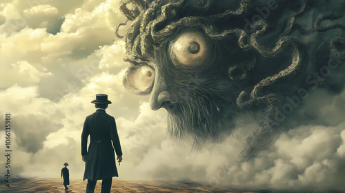 Mr. sandman enters your dream. Dreamscape. Illustration