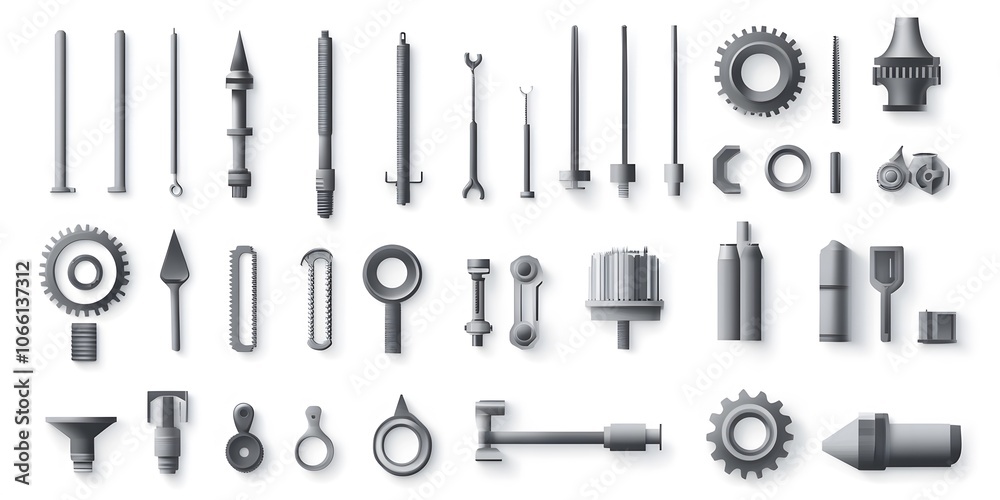 Fototapeta premium Set, Collection of Engineering Icons, Black, on White Background, 9:16 and 16:9 Format