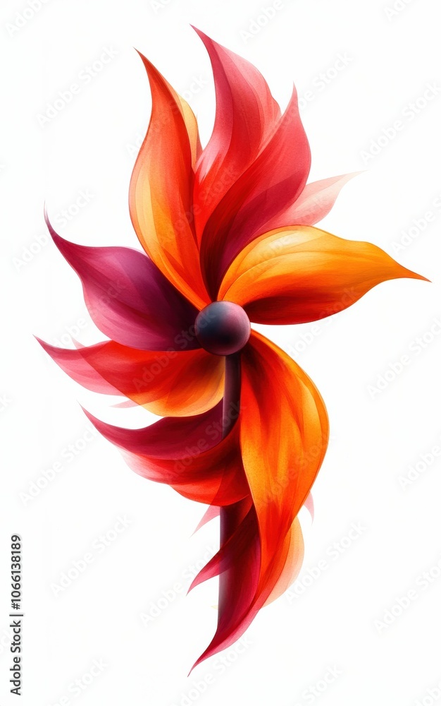 Obraz premium Vibrant and colorful abstract flower design, isolated on white background.