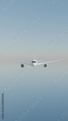 Airline Flying Animation with sky background - Loopable