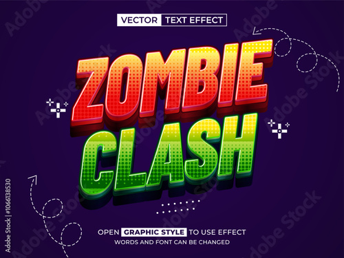 zombie clash editable text, font effect, 3d text for title