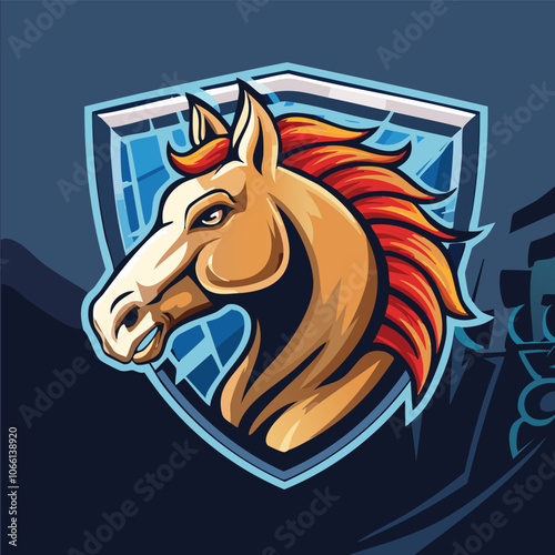 Illustration of a strong and gallant horse head