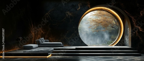 Desolate Space Station with a Large Planet Window