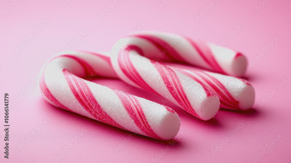 Candy Canes on Smooth Pink Background Candy Canes on Smooth Pink Background