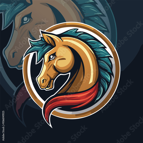 Illustration of a strong and gallant horse head