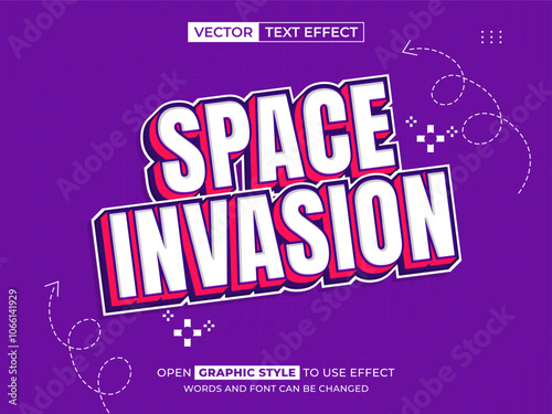 space invasion editable text, font effect, 3d text for title