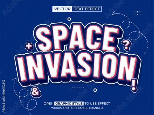 space invasion editable text, font effect, 3d text for title