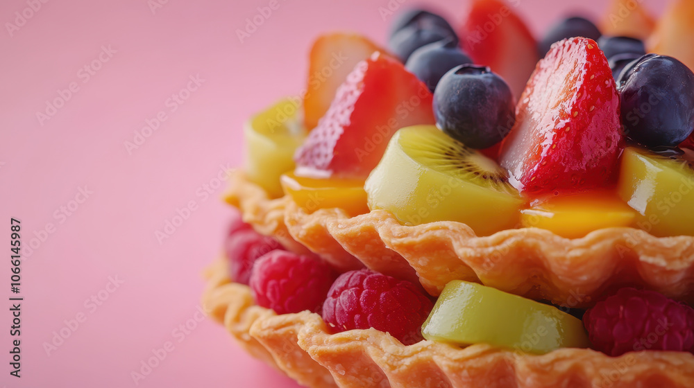 Colorful Fruit Tarts on a Smooth Gradient Background Colorful Fruit Tarts on a Smooth Gradient Background