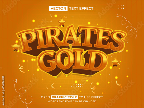 pirates gold editable text, font effect, 3d text for title