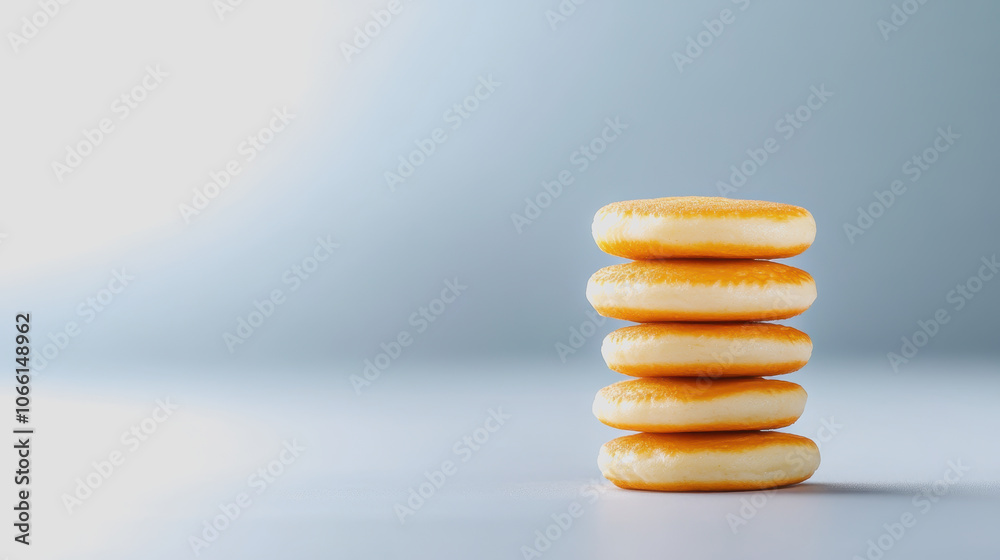 Soft Mini Pancakes Stacked on Smooth Gradient Background Soft Mini Pancakes Stacked on Smooth Gradient Background