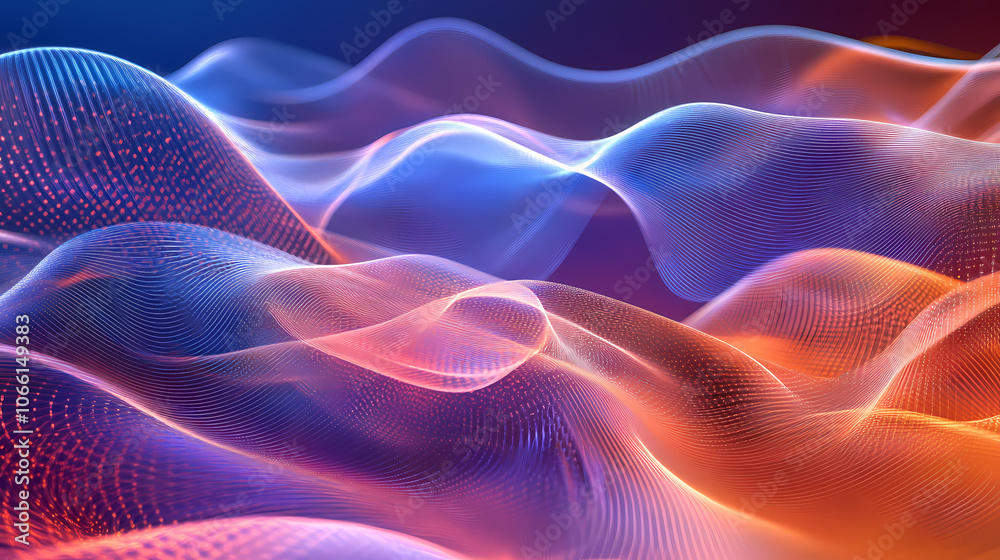 Fototapeta premium A digital dreamscape emerges, with pulsating lines symbolizing interconnectedness. digital dreamscape. illustration. Dreamscape. Illustration