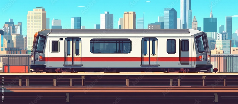 Subway Train in a City Landscape Subway Train in a City Landscape