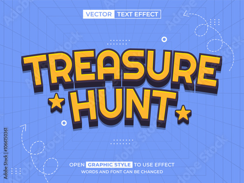 treasure hunt editable text, font effect, 3d text for title