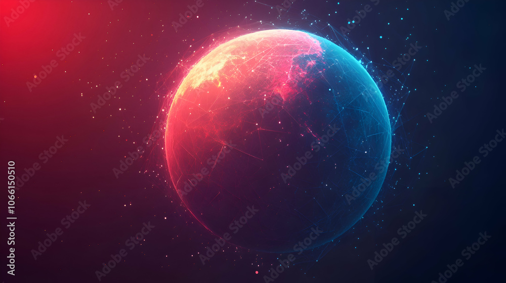 Obraz premium Abstract Earth Network, globe, planet, connection, technology, digital