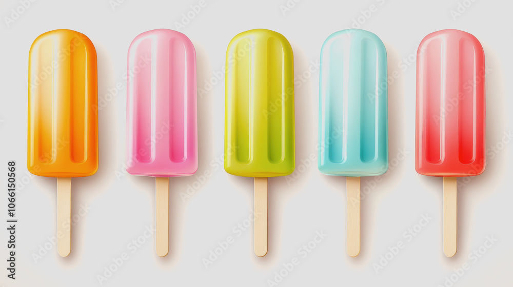 Colorful Popsicles on Smooth Gradient Background