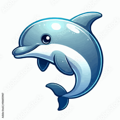 Vector clip art illustration dolphin. Cartoon dolphin on light background.