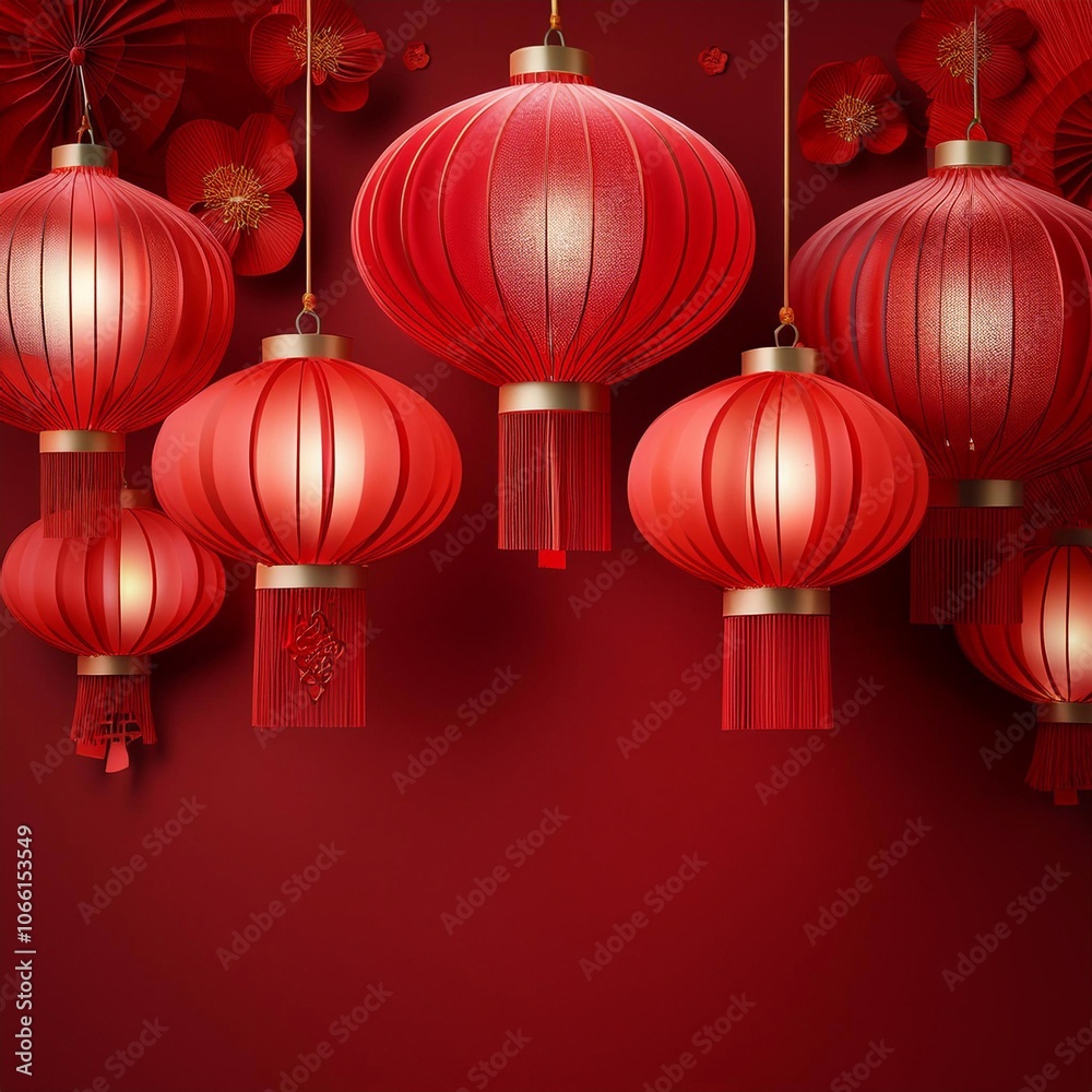 red lantern decoration for chinese culture festival with copy space background concept red lantern decoration for chinese culture festival with copy space background concept