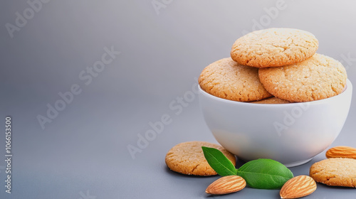 Almond Cookies on Smooth Gradient Background photo