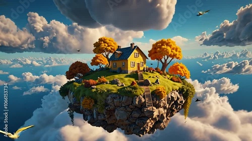 Wallpaper Mural small floating island with small house Torontodigital.ca