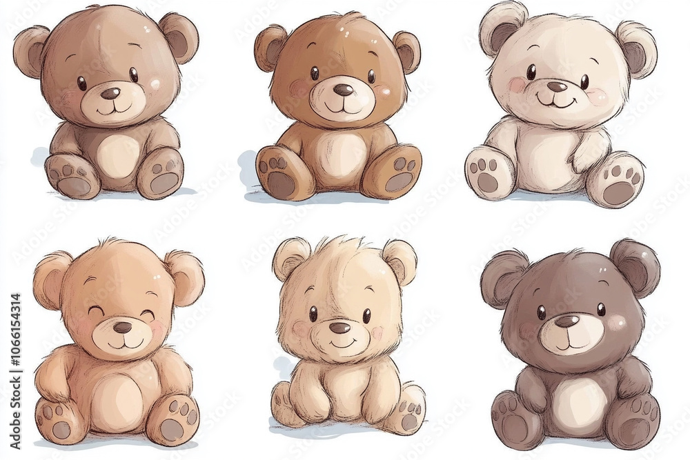 Naklejka premium Cute cartoon bear set