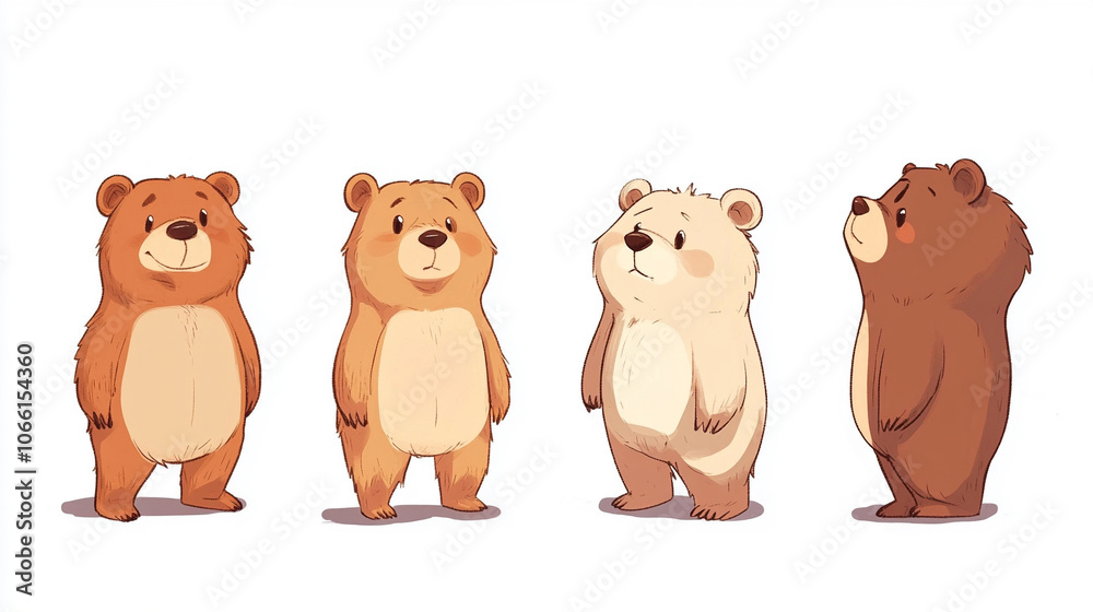 Cute cartoon bear set Cute cartoon bear set