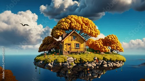 Wallpaper Mural small floating island with small house Torontodigital.ca