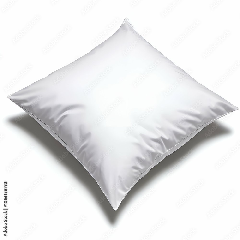Naklejka premium White Pillow on White Background, sleep, rest, comfort, bed, bedroom
