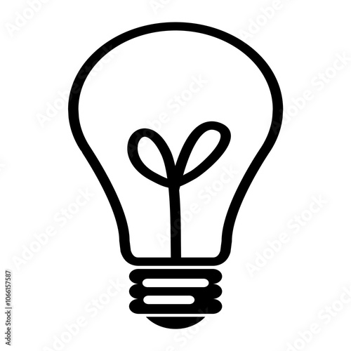 The black light bulb icon has an elegant design and is suitable for use as an additional element in your design