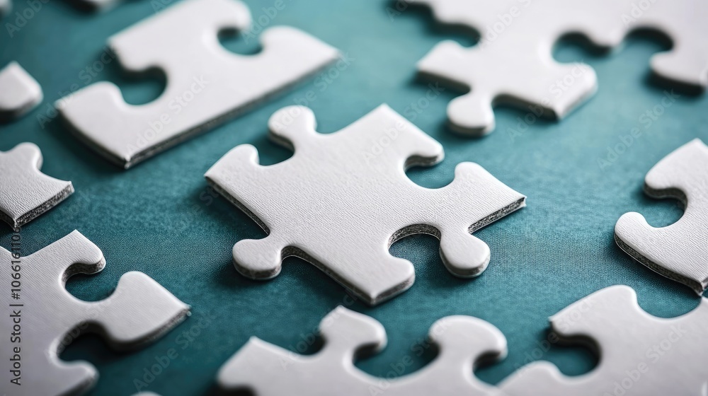 Fototapeta premium Puzzle Pieces on Green Background for Creative Concepts