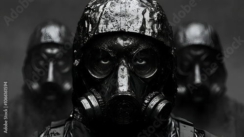 Man in Gas Mask, respirator, safety, protection, hazardous, danger photo