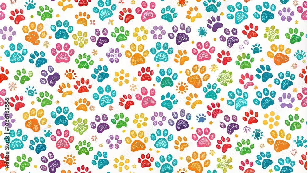 Dog Paw Prints Seamless Pattern - Documentary Style Dog Paw Prints Seamless Pattern - Documentary Style